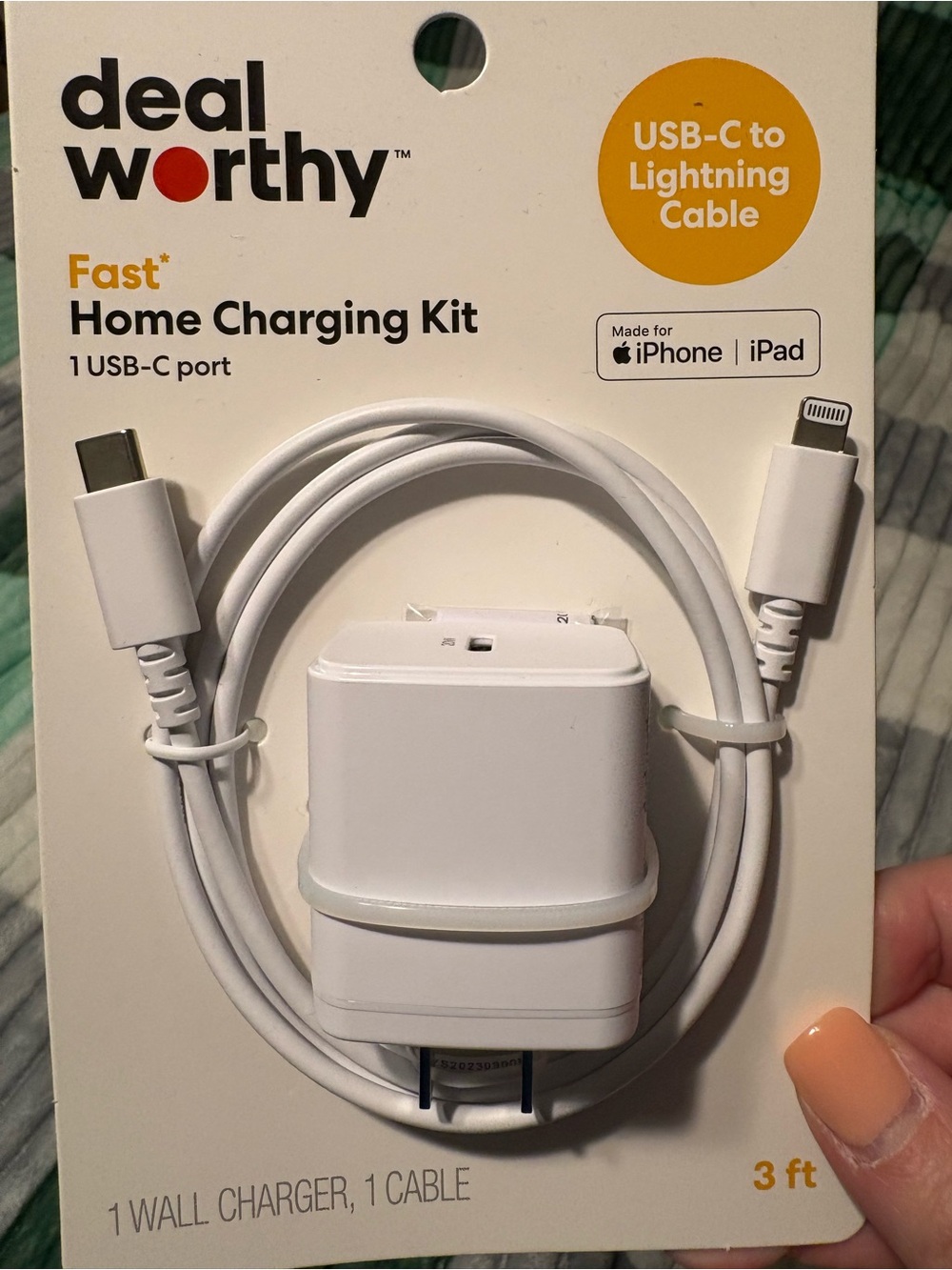 White USB-C to Lightning Fast Home Charging Kit - 3 ft